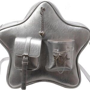 Gothic Star Shaped Backpack Purse PU Leather Crossbody Y2K Retro Accessory